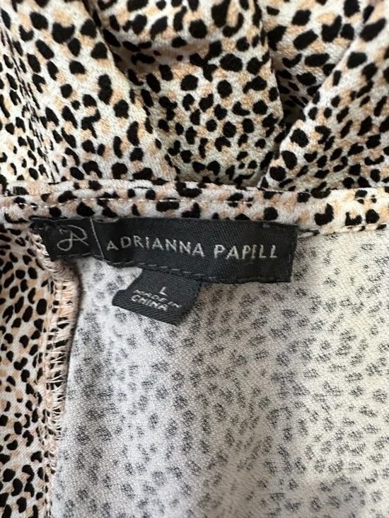 Adrianna Papell Black and Cream Printed Long Sleeve Scoop Neck top size L - Picture 5 of 9